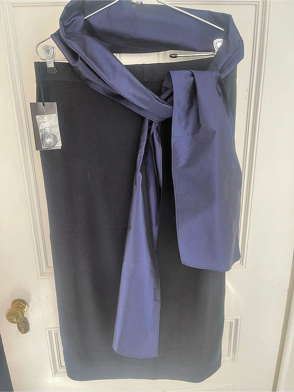 NWT Worth New York Black & Blue Silk-Blend Maxi Dress Size Medium